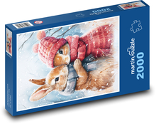 Králíci v zimě Puzzle 2000 - 90x60 cm