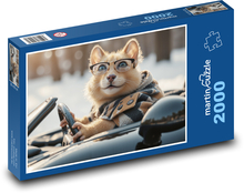 Zwierzę w okularach w samochodzie Puzzle 2000 elementów - 90x60 cm