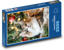 Kot przy choince Puzzle 2000 elementów - 90x60 cm