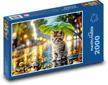 Im Regen sitzendes Kätzchen Puzzle 2000 Teile - 90 x 60 cm