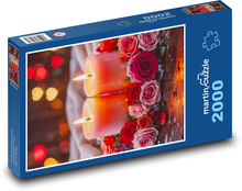 Sviečky a ruže Puzzle 2000 dielikov - 90 x 60 cm