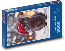 Čierna mačka v klobúku Puzzle 2000 dielikov - 90 x 60 cm