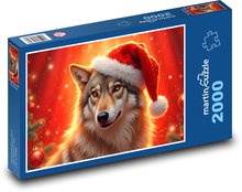 Vlk vo vianočnom klobúku Puzzle 2000 dielikov - 90 x 60 cm