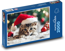 Vánoční fotka - kotě Puzzle 2000 dílků - 90 x 60 cm