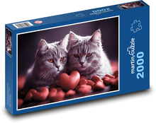 Katzen, Liebe, Herzen Puzzle 2000 Teile - 90 x 60 cm