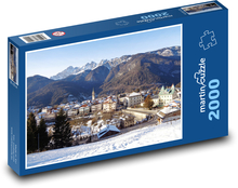 Taliansko - zasnežené domy Puzzle 2000 dielikov - 90 x 60 cm