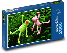 Plush Toys - Frog and Pink Panther Puzzle 2000 pieces - 90 x 60 cm