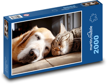 Spící kočka a pes Puzzle 2000 dílků - 90 x 60 cm