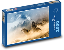 Vlci vyjú na mesiac Puzzle 2000 dielikov - 90 x 60 cm