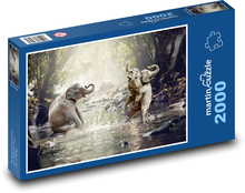 Słonie w rzece Puzzle 2000 elementów - 90x60 cm