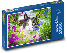 Kot w kwiatach Puzzle 2000 elementów - 90x60 cm