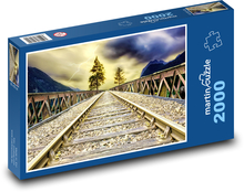 Západ slunce nad kolejemi Puzzle 2000 dílků - 90 x 60 cm