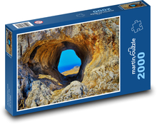 Griechenland - Strand, Loch im Felsen Puzzle 2000 Teile - 90 x 60 cm