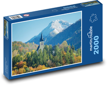 Alpy, hory, kostel Puzzle 2000 dílků - 90 x 60 cm