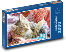 Śpiący kotek - kot Puzzle 2000 elementów - 90x60 cm