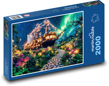 Plachetnice - polární záře Puzzle 2000 - 90x60 cm