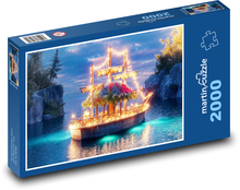 Beleuchtetes Schiff auf See Puzzle 2000 Teile - 90 x 60 cm
