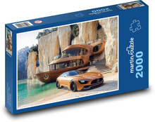 Luksusowy samochód na plaży Puzzle 2000 elementów - 90x60 cm