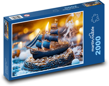 Świeca - łódź, żaglówka Puzzle 2000 elementów - 90x60 cm