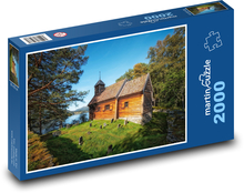 Dřevěný kostel Puzzle 2000 dílků - 90 x 60 cm