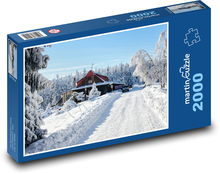 Górska chata - zimowy krajobraz Puzzle 2000 elementów - 90x60 cm