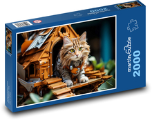 Mačka - domček pre mačky Puzzle 2000 dielikov - 90 x 60 cm
