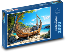 Gauč - loď, pláž Puzzle 2000 dílků - 90 x 60 cm