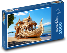 Łódź na plaży Puzzle 2000 elementów - 90x60 cm