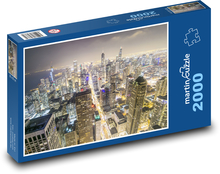 Chicago v noci - panorama Puzzle 2000 dílků - 90 x 60 cm