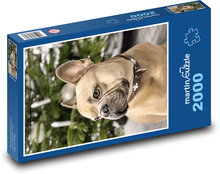 Pes - Francúzsky buldoček, Vianoce Puzzle 2000 dielikov - 90 x 60 cm