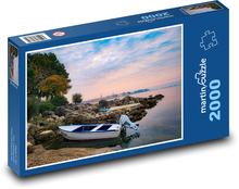 Küstenstadt - Motorboot Puzzle 2000 Teile - 90 x 60 cm