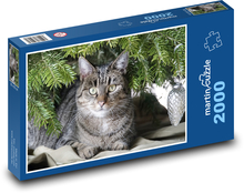 Vánoce - kočka Puzzle 2000 dílků - 90 x 60 cm
