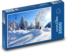 Pejzaż zimowy - Droga Puzzle 2000 elementów - 90x60 cm
