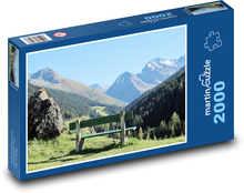 Výhľad na hory - lavička Puzzle 2000 dielikov - 90 x 60 cm