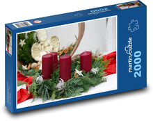 Adventný veniec - sviečky Puzzle 2000 dielikov - 90 x 60 cm