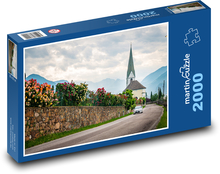 Kirche - Rosen, Blumen Puzzle 2000 Teile - 90 x 60 cm