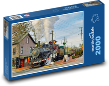 Parný vlak v meste Puzzle 2000 dielikov - 90 x 60 cm