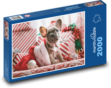 Pejsek ve vánoční čepici Puzzle 2000 dílků - 90 x 60 cm