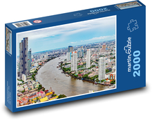 Řeka a mrakodrapy v Bangkoku Puzzle 2000 dílků - 90 x 60 cm