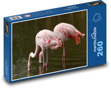 Plameniaky s hlavami pod vodou - ružové vtáky, zvieratá Puzzle 260 dielikov - 41 x 28,7 cm 