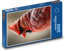 Červený kardinál - krásny vták Puzzle 260 dielikov - 41 x 28,7 cm 