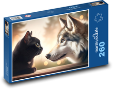 Black cat with wolf Puzzle 260 pieces - 41 x 28.7 cm 