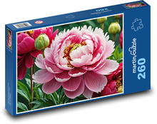 Różowa piwonia - kwiat lata Puzzle 260 elementów - 41x28,7 cm