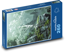 Brzoza rosnąca na skale Puzzle 260 elementów - 41x28,7 cm