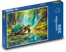 Eine Schildkröte krabbelt im Wald Puzzle 260 Teile - 41 x28,7 cm