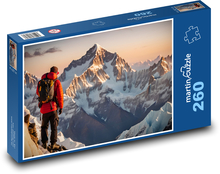 Alpinista w zaśnieżonych górach Puzzle 260 elementów - 41x28,7 cm