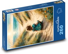 Dieťa sedí na pláži pri mori Puzzle 260 dielikov - 41 x 28,7 cm 