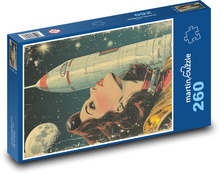 Astronautka s raketou Puzzle 260 dielikov - 41 x 28,7 cm 