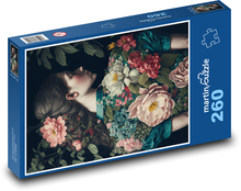 Portrét ženy s kvetmi Puzzle 260 dielikov - 41 x 28,7 cm 