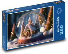 Kula śnieżna - sosna, kościół Puzzle 260 elementów - 41x28,7 cm